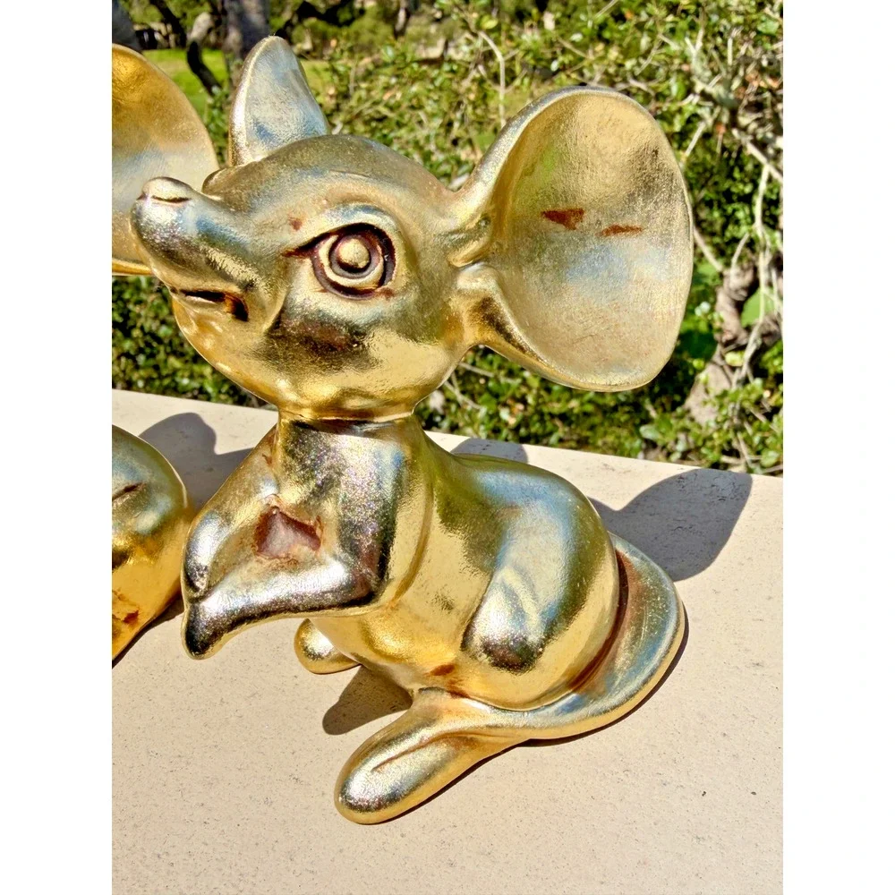 Anthony Freeman McFarlin Gold Leaf Mice Figurines MCM Japan Pair Vintage